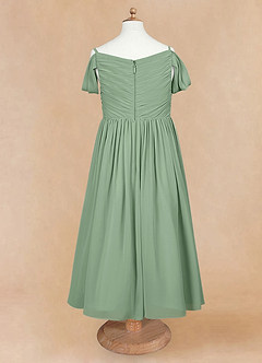 Azazie Chelle Vestidos de florista Vestir Matchá de Chiffon de Linha A com Plissado image7