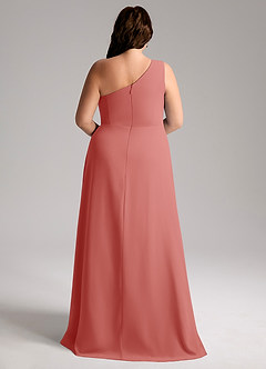 Azazie Brooke Bridesmaid Dresses Antique Rose A-Line One Shoulder Chiffon Dress image9