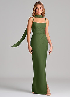 Azazie Calandra Suknie dla druhen Osłona Pofałdowany Szyfon Do ziemi Sukienka image3