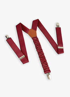 front Boy's Matching Matte Satin Bow Tie & Suspenders Set