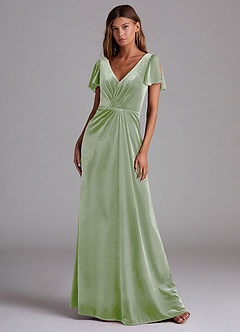 Azazie Soren Bridesmaid Dresses Dusty Sage A-Line Velvet Dress image1
