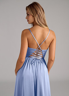 Azazie Aaida Bridesmaid Dresses Ice A-Line Corset Stretch Satin Dress image2