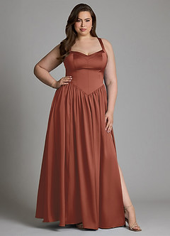 Azazie Francis Bridesmaid Dresses Auburn A-Line Corset Stretch Satin Dress image12