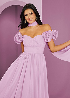 Barbie ♥ Azazie Jurken voor bruidsmeisjes Converteerbaar Jurk van Chiffon met A-Lijn Off the Shoulder Snoep Roze image16