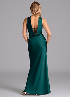 Azazie Lusinda Bridesmaid Dresses Peacock Mermaid Strapless Stretch Satin Dress image7