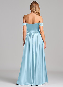 Azazie Raisa Brudtärnklänningar Klä av A-Linje i Stretch Satin Av axeln Himmelsblå image5