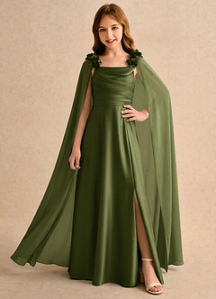 Azazie Rosita Girls Formal Flower Girl Klänningar Klä A-Line i Stretch Satin Plisserad image1