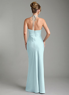 Azazie Camille Bridesmaid Dresses Sea Glass Sheath Side Slit Stretch Satin Dress image5
