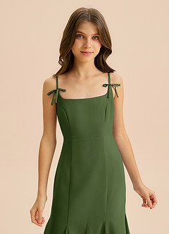 Azazie Evey Junior Syrena Pofałdowany Szyfon Długość podłogi Młodsza druhna Sukienka image6