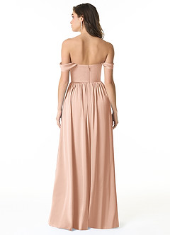 Azazie Morana Bridesmaid Dresses Rose Gold A-Line Off the Shoulder Stretch Satin Convertible Dress image3