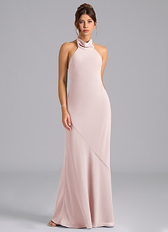Azazie Velli Bridesmaid Dresses Blushing Pink Mermaid Bow Chiffon Dress image6
