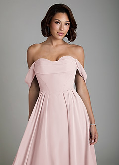 Azazie Loisa Abiti da Damigella Abito Convertibile A-Line in Chiffon Corsetto Rosa Rossore image5