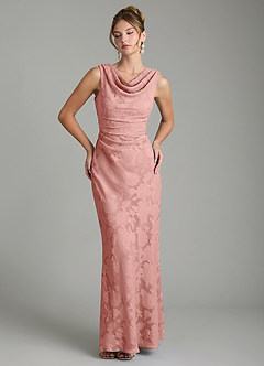 Azazie Kieryn Bridesmaid Dresses Rosette Mermaid Pleated Floral Burnout Dress image1