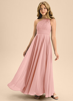 Azazie Charlize Junior Rosette A-Line Pleated Chiffon Dress image1
