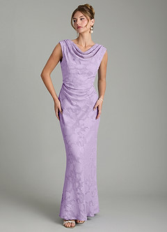 Azazie Kieryn Bridesmaid Dresses Lilac Mermaid Pleated Floral Burnout Dress image5