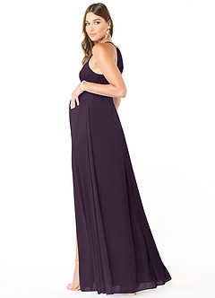 Azazie Annabelle Maternity Bridesmaid Dresses A-Line V-Neck Pleated Mesh Floor-Length Dress image5