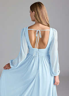 Azazie Norah Bridesmaid Dresses Sky Blue A-Line Mesh Dress image2
