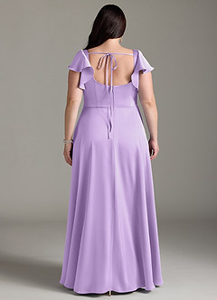 Azazie Bondi Bridesmaid Dresses Lilac A-Line Bow Stretch Satin Dress image8