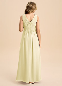 Azazie Skyla Junior A-Linie Plissee Chiffon Kleid Zitronensorbet image2