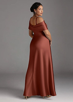 Azazie Milton Abiti per la Madre della Sposa Abito A-Line in Raso Elasticizzato Plissettato Auburn image12