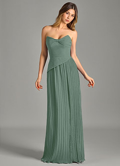 Azazie Becka Jurken voor bruidsmeisjes Jurk van Chiffon met A-Lijn Strapless Eucalyptus image4