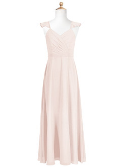 Azazie Emily Junior Rose Petal A-Line Ruched Chiffon Dress image5