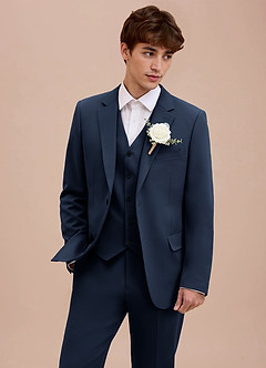 front Ethan Dark Navy Refined Weave 3-piece Suit