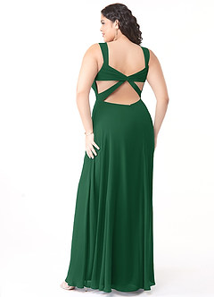 Azazie Nahrin Bridesmaid Dresses Dark Green A-Line V-Neck Pleated Chiffon Dress image10