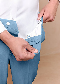 front James Steel Blue Structured Stretch Dress Pants
