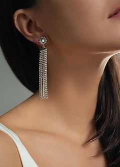 front Pendientes de borlas con diamantes de imitación de moda