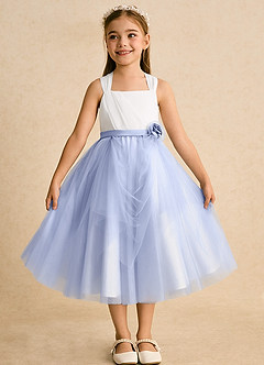 Azazie Bonny Flower Girl Dresses Ivory Ice Ball-Gown Pleated Tulle Dress image5