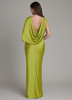 Azazie Darby Bridesmaid Dresses Lemongrass Mermaid Pleated Stretch Satin Dress image2
