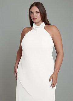 Azazie Velli Abiti da Damigella Abito Sirena in Chiffon Collo alto Bianco image9