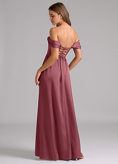 Azazie Hattie Bridesmaid Dresses Desert Rose A-Line Corset Stretch Satin Dress image2