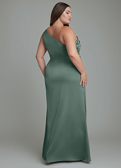 Azazie Akilah Brudtärnklänningar Klänning av Sjöjungfru i Stretch Satin One-shoulder Havsmossa image9