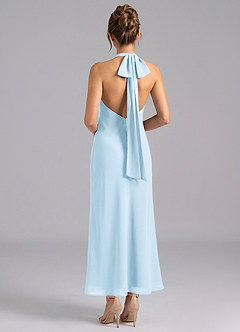 Azazie Velli 신부 들러리 드레스 인어 하이넥 쉬폰 발목 길이 드레스 image2