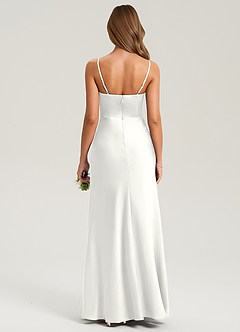 Azazie Lidia Abiti da Damigella Abito Sirena in Raso Elasticizzato Spacco Laterale Bianco image8