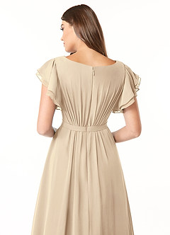 Azazie Daphne Modest Bridesmaid Dresses A-Line Ruffled Chiffon Floor-Length Dress image9