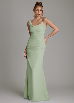 Azazie Ama Bridesmaid Dresses Dusty Sage A-Line Pleated Chiffon Dress image1