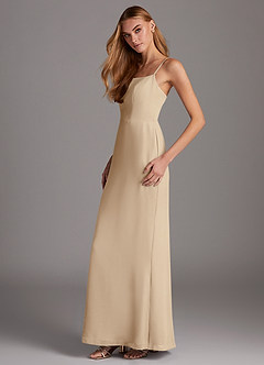 Azazie Tayla Final Sale Champagne Sheath Chiffon Dress image3