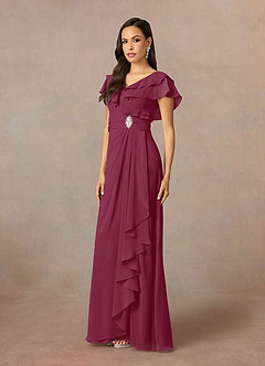 Azazie Snapdragon Mother of the Bride Dresses Mulberry A-Line V-Neck Ruched Chiffon Dress image2