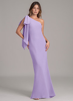Azazie Capri Bridesmaid Dresses Lilac A-Line One Shoulder Chiffon Dress image1