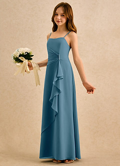 Azazie lolly Girls Formal Sukienki dla dziewczynek sypiących kwiaty Linia A Pofałdowany Szyfon Długość podłogi Sukienka image1