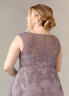 Azazie Flynn Abiti per la Madre della Sposa Abito A-Line in Tulle in Pizzo con Scollo a Barca Dusk image11