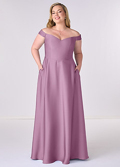 Barbie ♥ Azazie Bridesmaid Dresses Wisteria A-Line Off the Shoulder Stretch Satin Convertible Dress image6