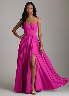 Azazie Akiko Bridesmaid Dresses Fuchsia A-Line Sweetheart Neckline Chiffon Dress image3