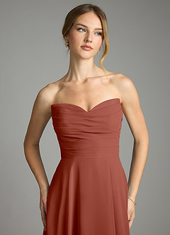 Azazie Ayla Abiti da Damigella Abito A-Line in Chiffon Scollo a Cuore Auburn image5