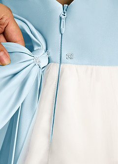 Azazie Eleni Flower Girl Dresses Ivory Sky Blue Ball-Gown Bow Tulle Dress image8