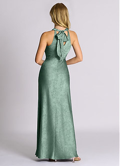 Azazie Doretta 신부 들러리 드레스 쉬스 주름진 자카드 바닥 길이 드레스 image3