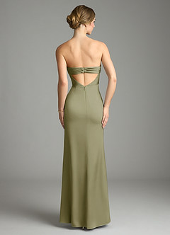 Azazie Leonis Bridesmaid Dresses Pistachio Mermaid Pleated Stretch Satin Convertible Dress image2
